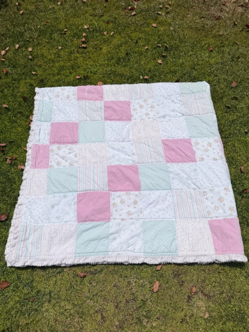Simply Shabby Chic Floral Patchwork Reversible Quilt Velvet Chenille F/Q HTF GUC